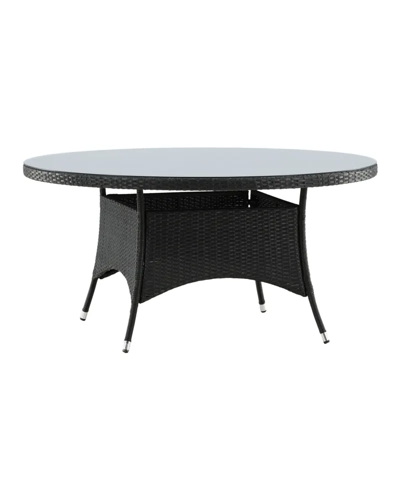 Volta runder Gartentisch mit Glasplatte und Geflecht in Ø 150 cm, Schwarz, Ansicht 11
