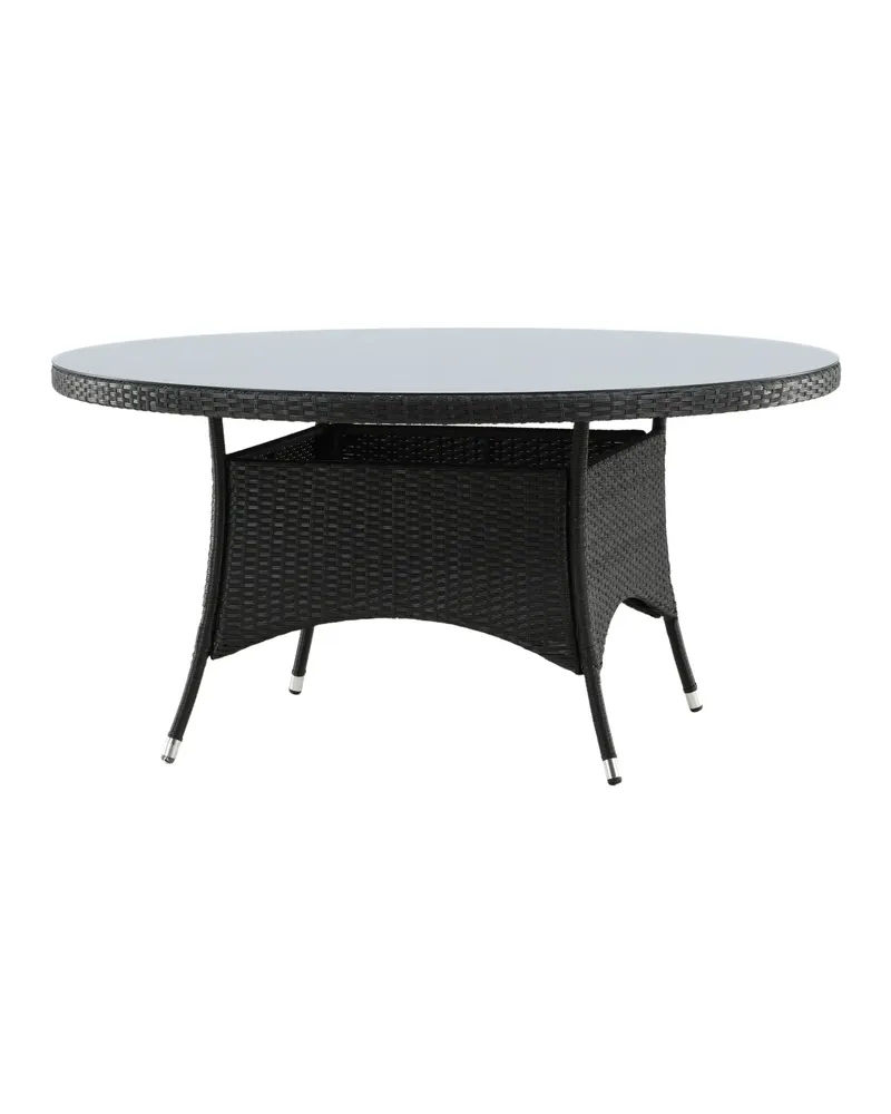 Volta runder Gartentisch mit Glasplatte und Geflecht in Ø 150 cm, Schwarz, Ansicht 12