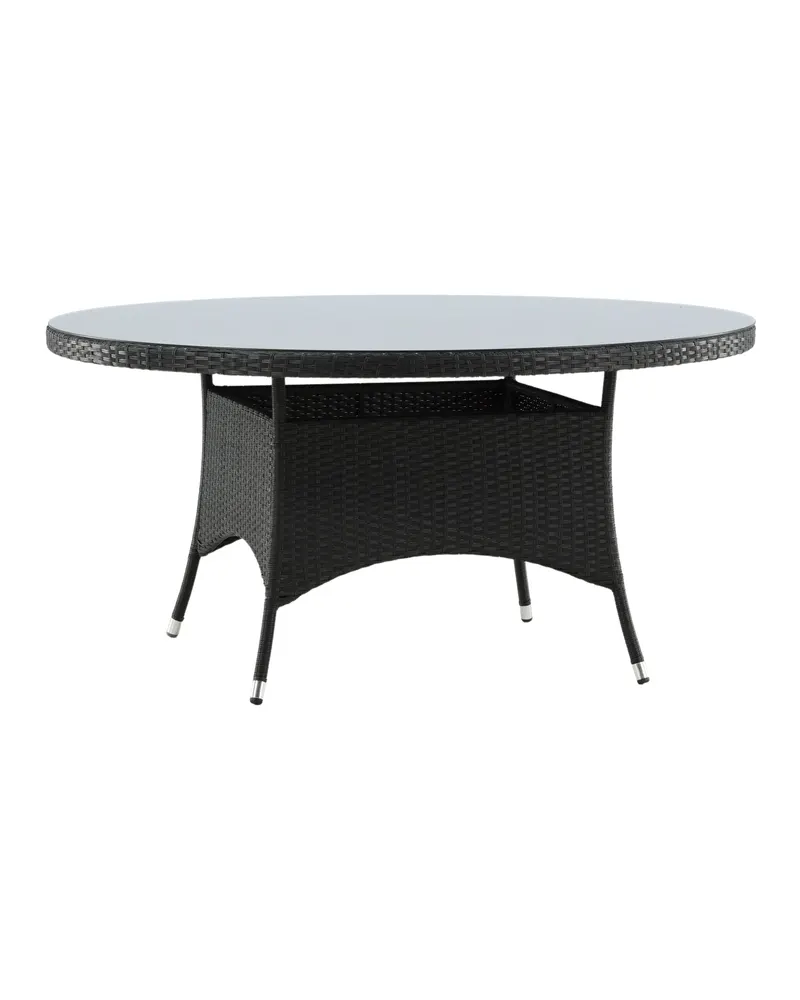 Volta runder Gartentisch mit Glasplatte und Geflecht in Ø 150 cm, Schwarz, Ansicht 2