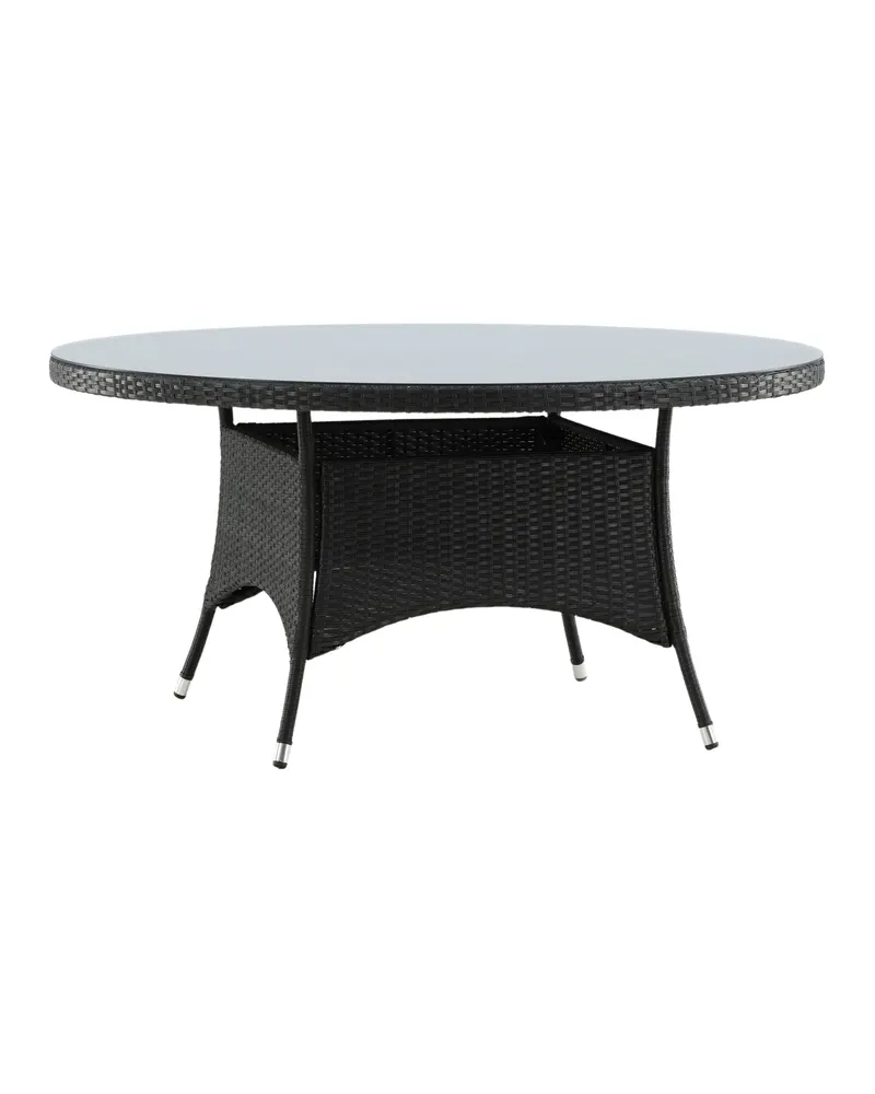Volta runder Gartentisch mit Glasplatte und Geflecht in Ø 150 cm, Schwarz, Ansicht 3