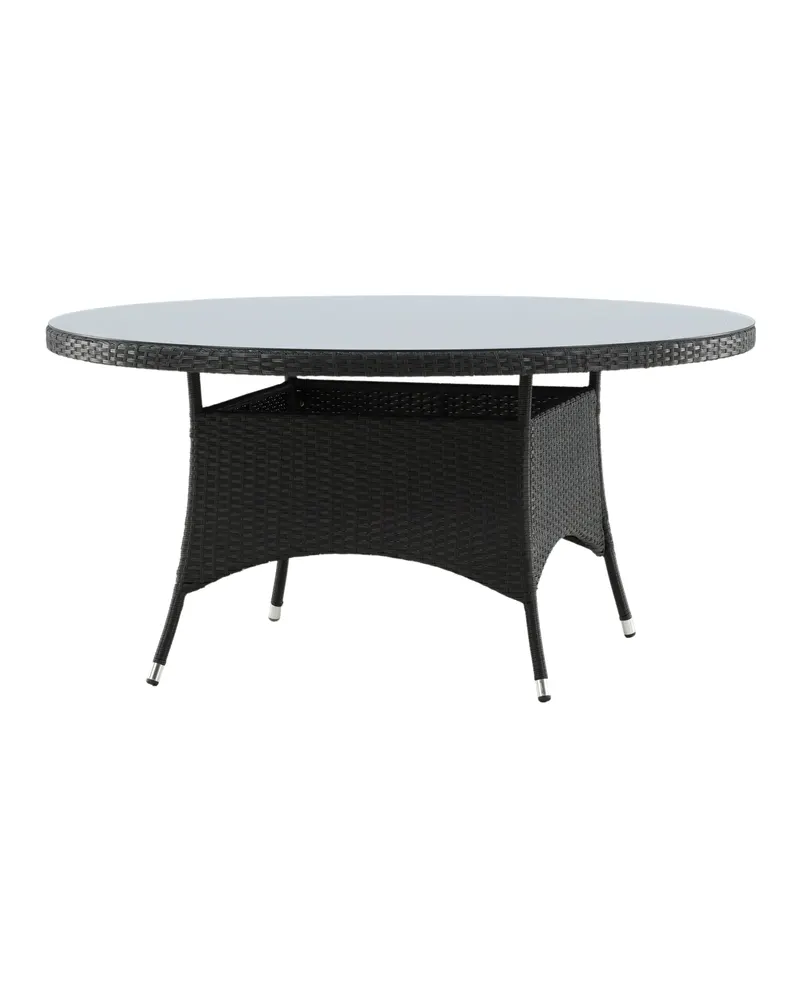 Volta runder Gartentisch mit Glasplatte und Geflecht in Ø 150 cm, Schwarz, Ansicht 4
