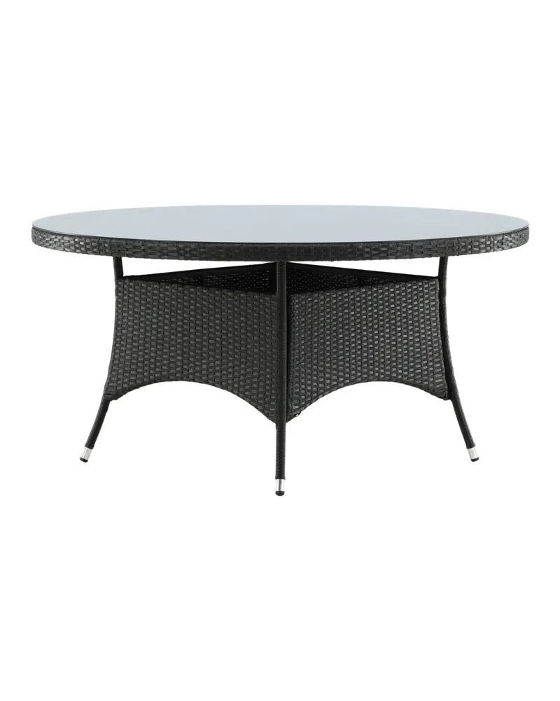 Volta runder Gartentisch mit Glasplatte und Geflecht in Ø 150 cm, Schwarz, Ansicht 5