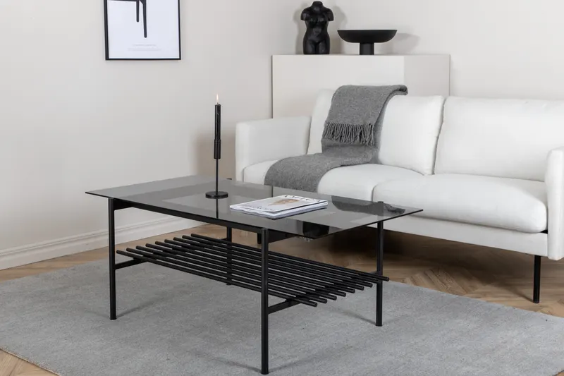 Von Staf rechteckiger Couchtisch aus Glas mit Ablage, im Wohnraum, Ansicht 1