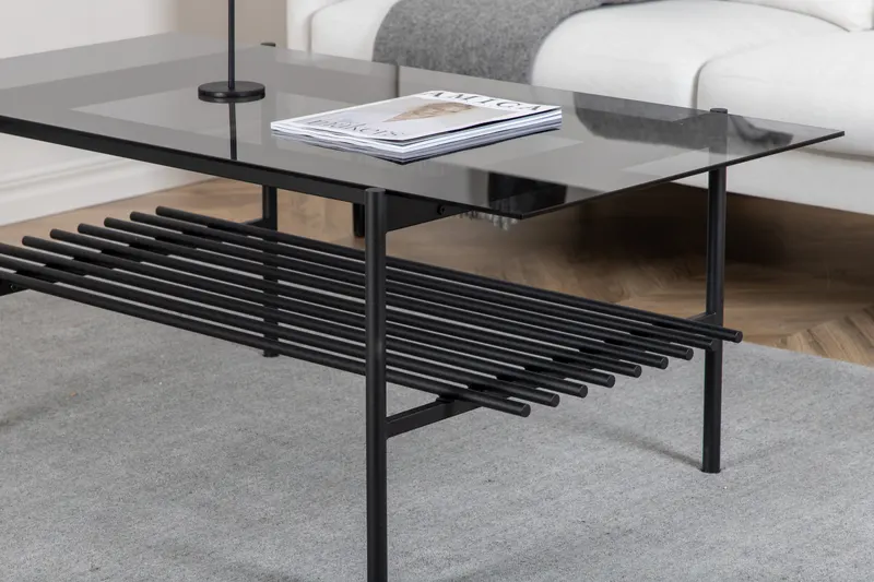 Von Staf rechteckiger Couchtisch aus Glas mit Ablage, im Wohnraum, Ansicht 2