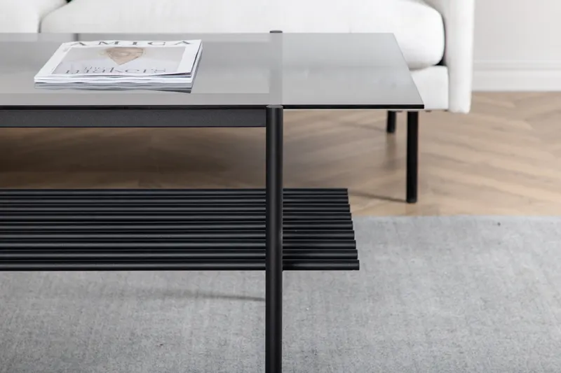 Von Staf rechteckiger Couchtisch aus Glas mit Ablage, im Wohnraum, Ansicht 3