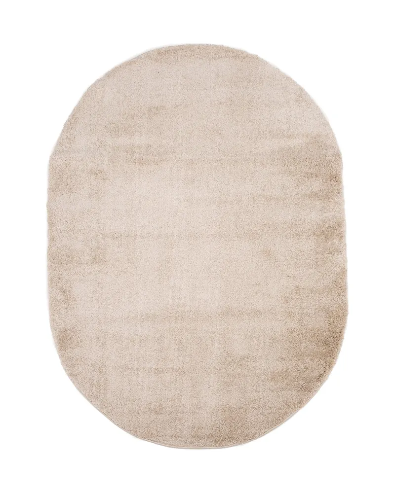 Walter ovaler Teppich in Beige mit dichtem Flor