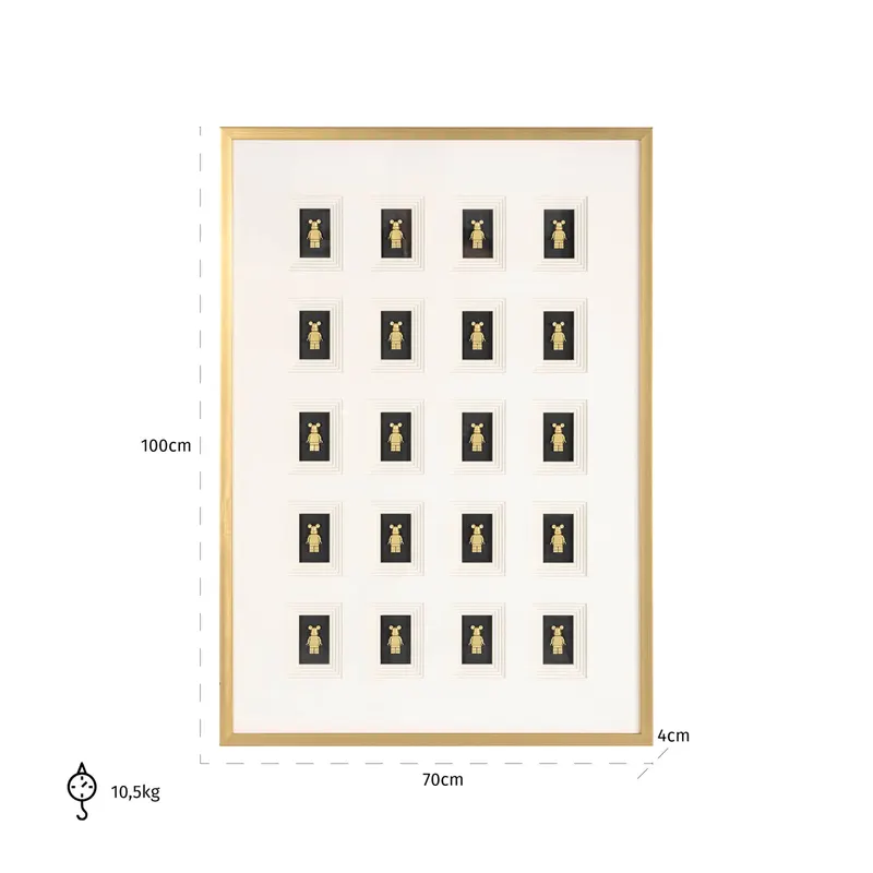 Wandbild Bear, Schwarz/Goldfarben von Richmond Interiors, Maßzeichnung 9
