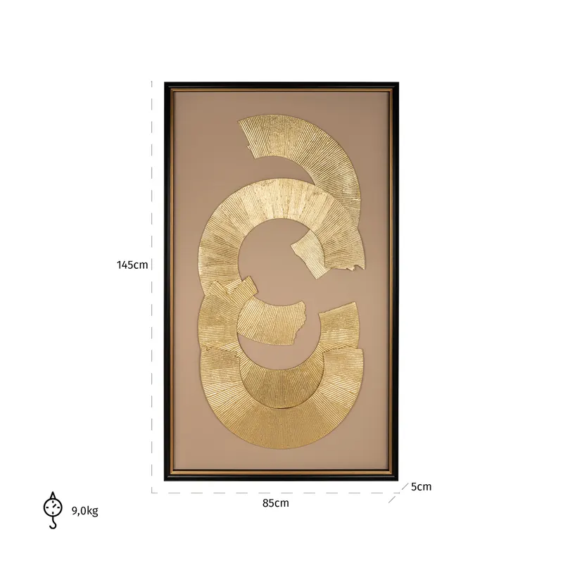 Wandbild Eden, Schwarz/Goldfarben von Richmond Interiors, Maßzeichnung 19