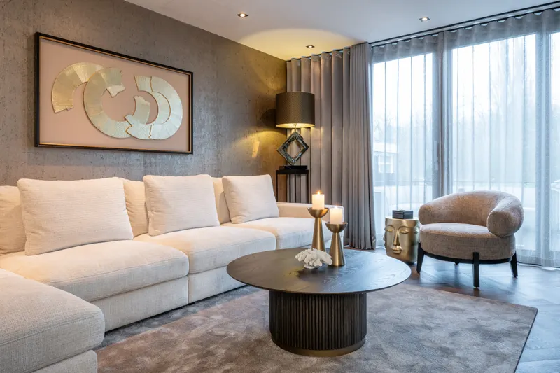 Wandbild Eden, Schwarz/Goldfarben von Richmond Interiors, Wohnbeispiel 7, im Wohnraum