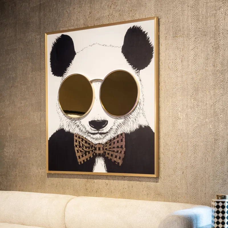 Wandbild Panda, Schwarz/Goldfarben von Richmond Interiors, Produktansicht 4