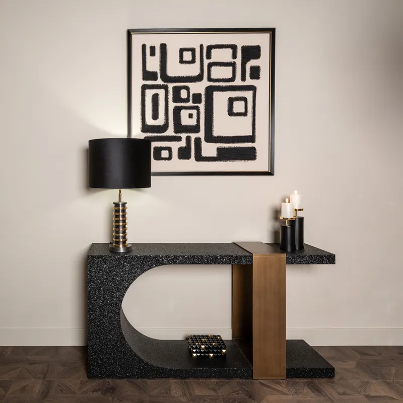 Wandbild Shanita, Schwarz/Weiß von Richmond Interiors, Wohnbeispiel 5, im Wohnraum