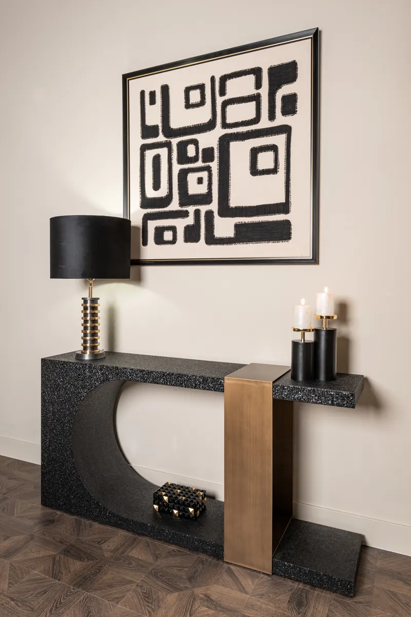 Wandbild Shanita, Schwarz/Weiß von Richmond Interiors, Wohnbeispiel 6, im Wohnraum