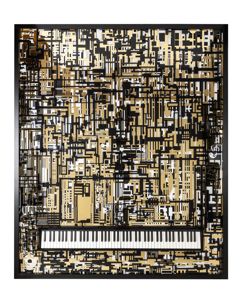 Wandbild Wibi, Schwarz/Goldfarben von Richmond Interiors