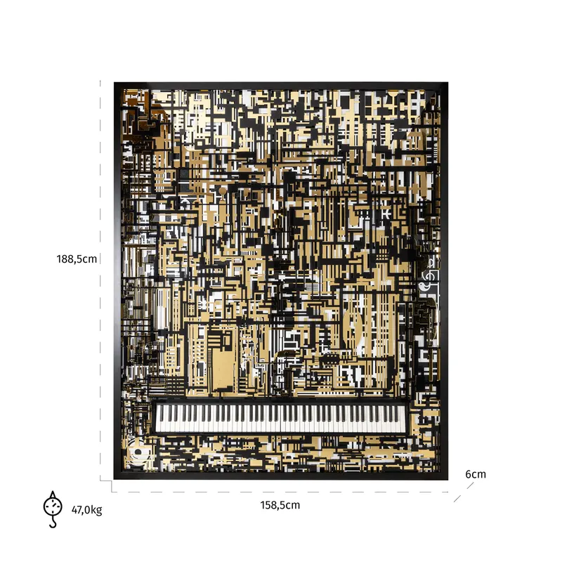 Wandbild Wibi, Schwarz/Goldfarben von Richmond Interiors, Maßzeichnung 20