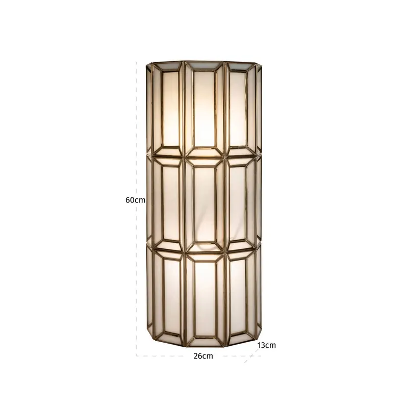 Wandleuchte Opal, Messingfarben antik von Richmond Interiors, Maßzeichnung 7