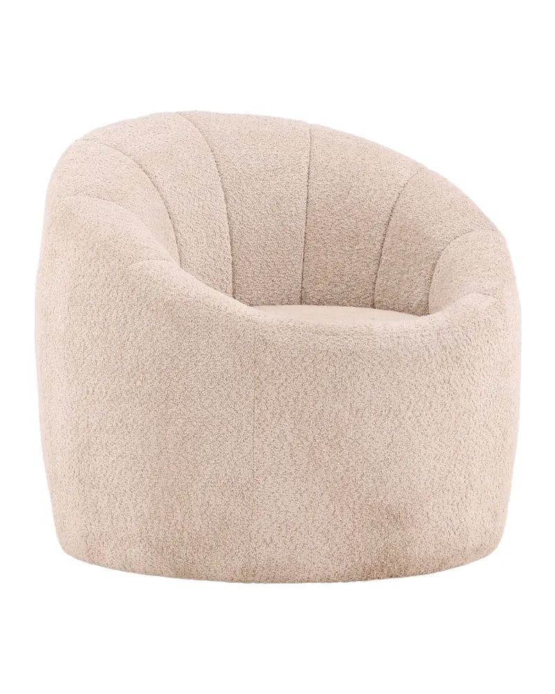 Warren Bouclé-Sessel in Beige mit Ziernähten in der runden Lehne