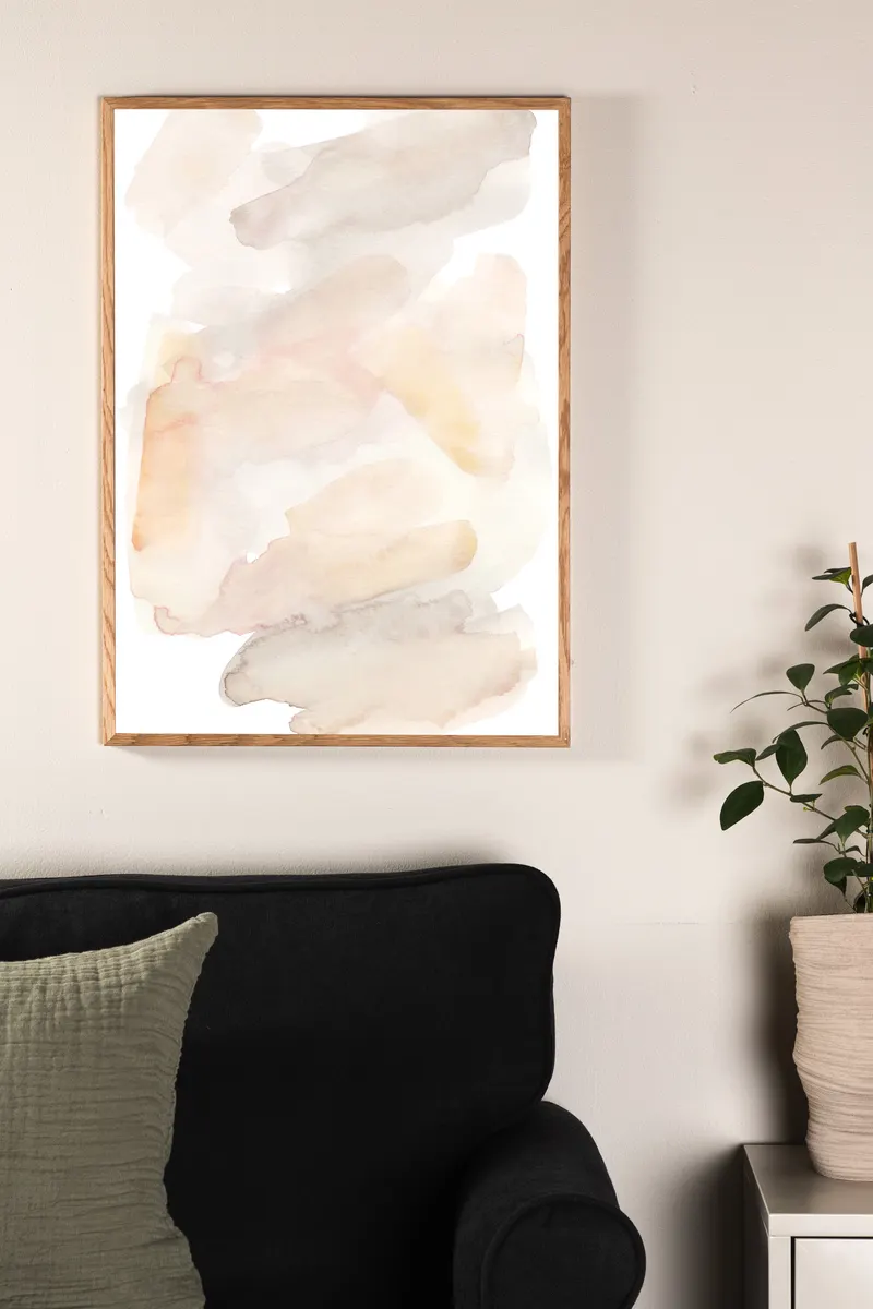Water colour Poster mit abstrakten Aquarellflächen in 70 × 50 cm, im Wohnraum, Ansicht 1