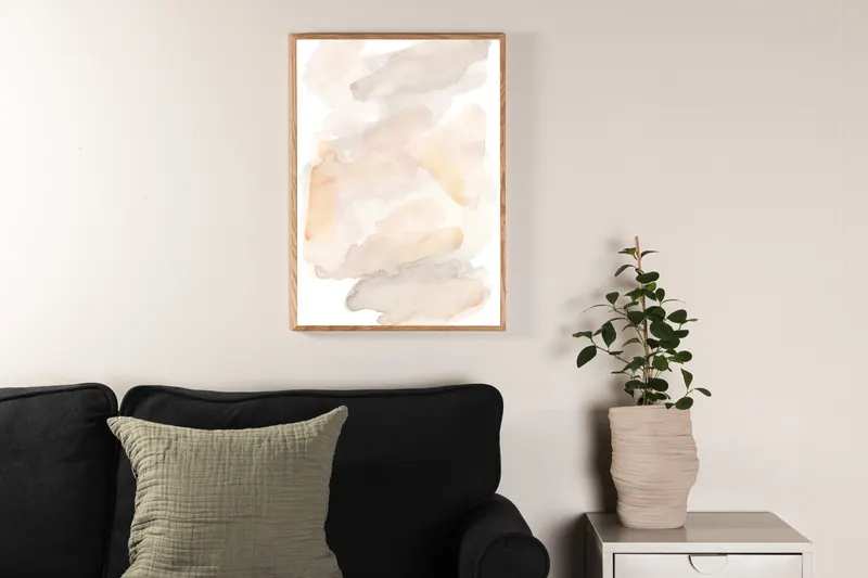 Water colour Poster mit abstrakten Aquarellflächen in 100 × 70 cm, im Wohnraum, Ansicht 2