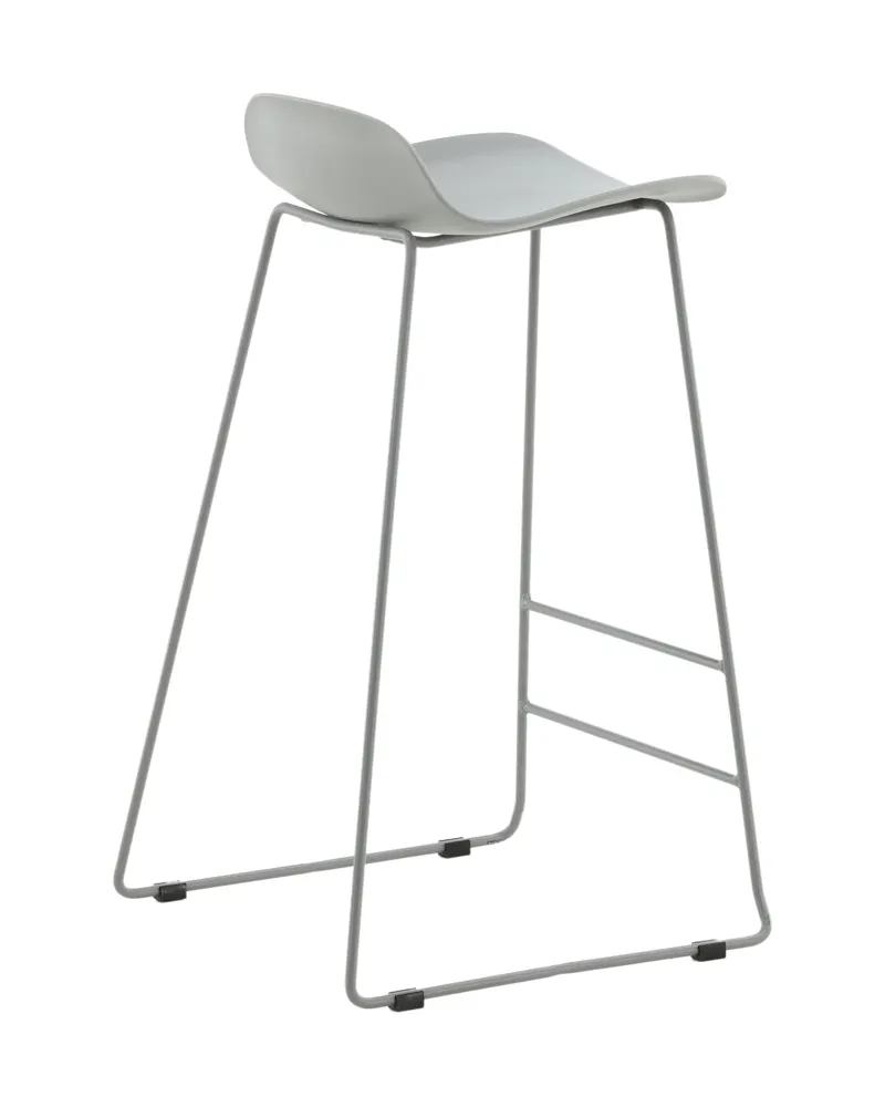 Wave Barhocker mit niedriger Lehne aus Kunststoff in Grau, Ansicht 10