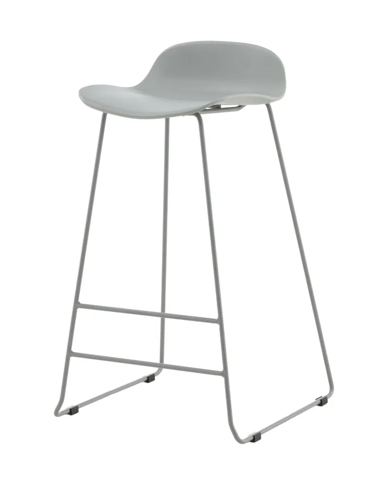 Wave Barhocker mit niedriger Lehne aus Kunststoff in Grau, Ansicht 2