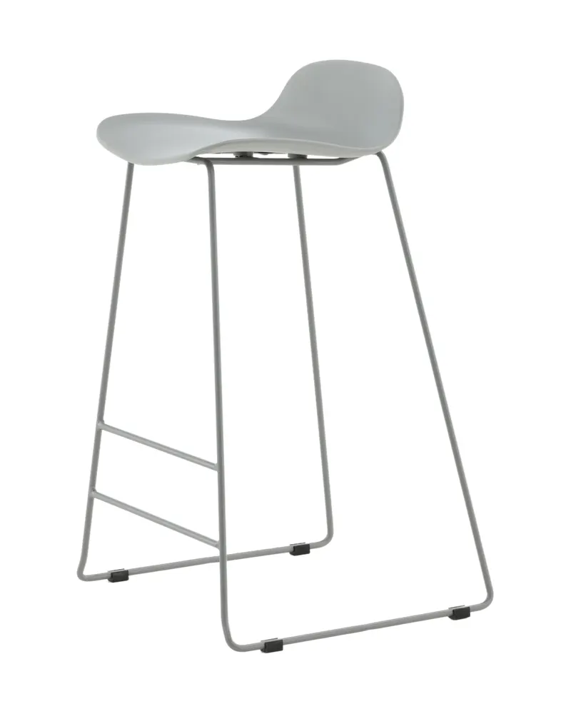 Wave Barhocker mit niedriger Lehne aus Kunststoff in Grau, Ansicht 4