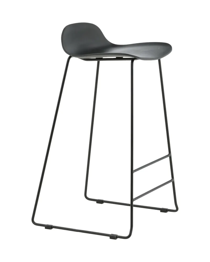 Wave Barhocker mit niedriger Lehne aus Kunststoff in Schwarz, Ansicht 12