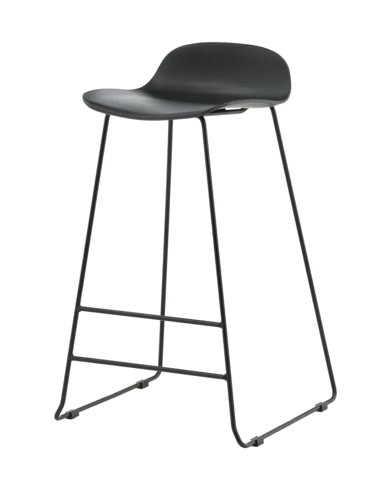 Wave Barhocker mit niedriger Lehne aus Kunststoff in Schwarz, Ansicht 2