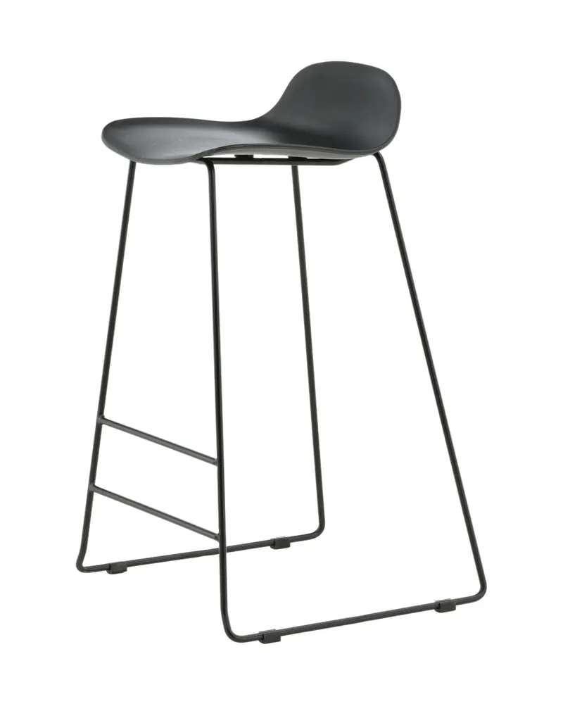 Wave Barhocker mit niedriger Lehne aus Kunststoff in Schwarz, Ansicht 4