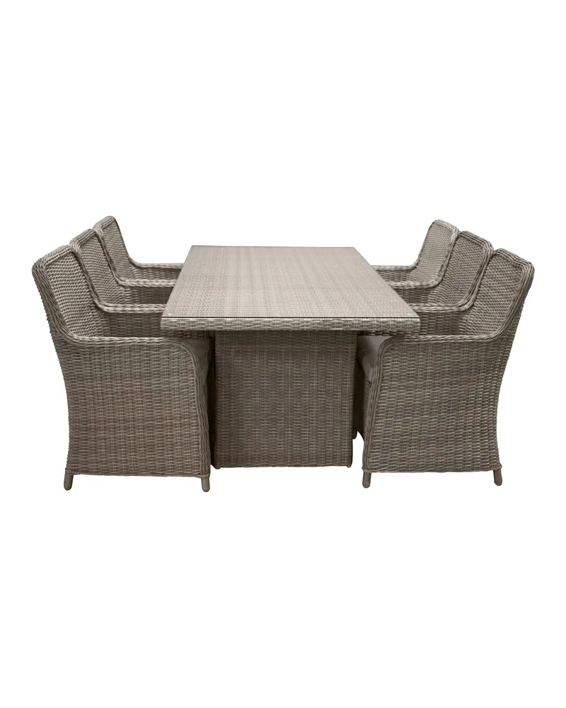Wembley Gartenmöbel-Set aus Geflecht mit Glasplatte, 6 Armlehnstühle