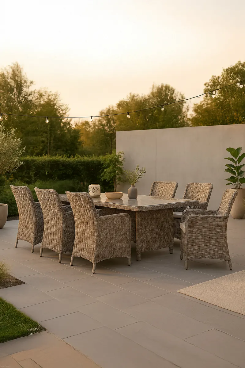 Wembley Gartenmöbel-Set aus Geflecht mit 6 Armlehnstühlen, im Wohnraum, Ansicht 1