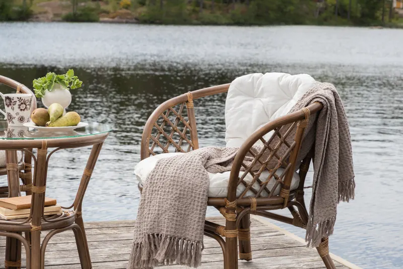 Wera Balkonmöbel-Set aus Rattan mit zwei Sesseln und Glastisch, im Wohnraum, Ansicht 2