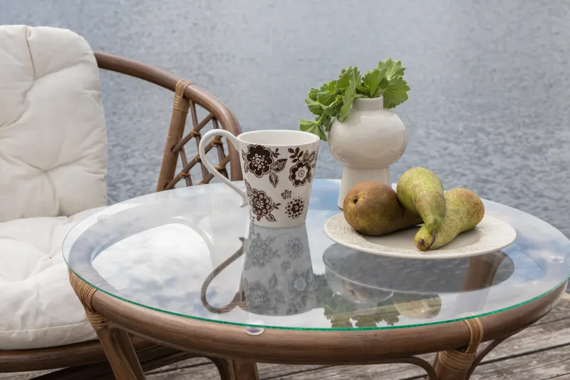 Wera Balkonmöbel-Set aus Rattan mit zwei Sesseln und Glastisch, im Wohnraum, Ansicht 3