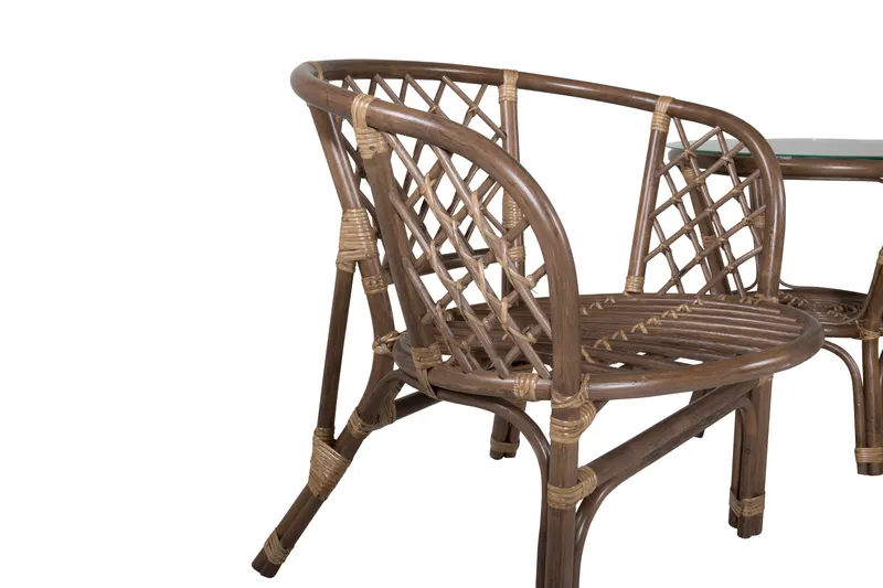 Wera Balkonmöbel-Set aus Rattan mit zwei Sesseln und Glastisch, Ansicht 5