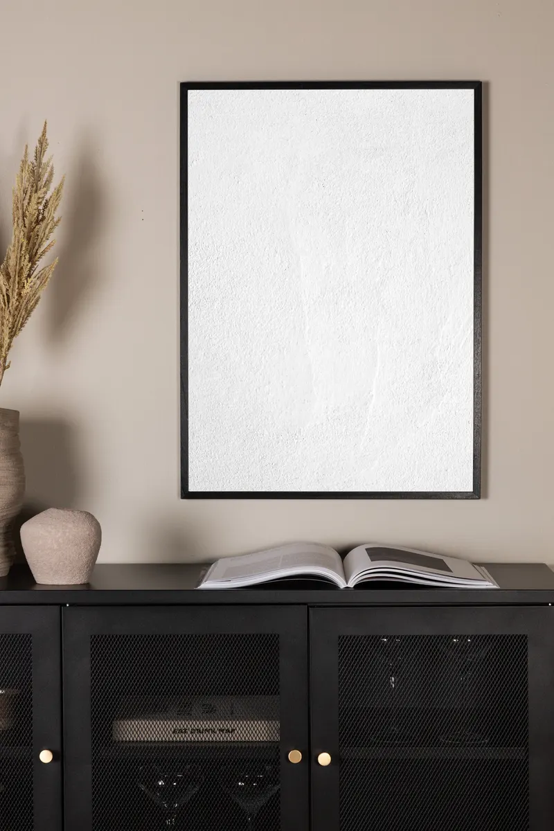 White Reveted Poster mit abstraktem Strukturmotiv in 40 × 30 cm, im Wohnraum, Ansicht 1