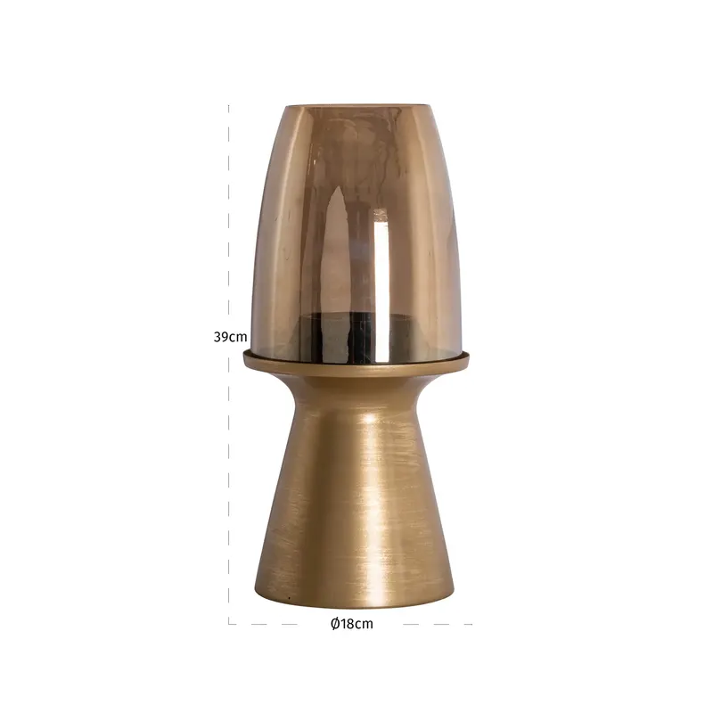 Windlicht Danea, Goldfarben, gebürstet, klein von Richmond Interiors, Maßzeichnung 4
