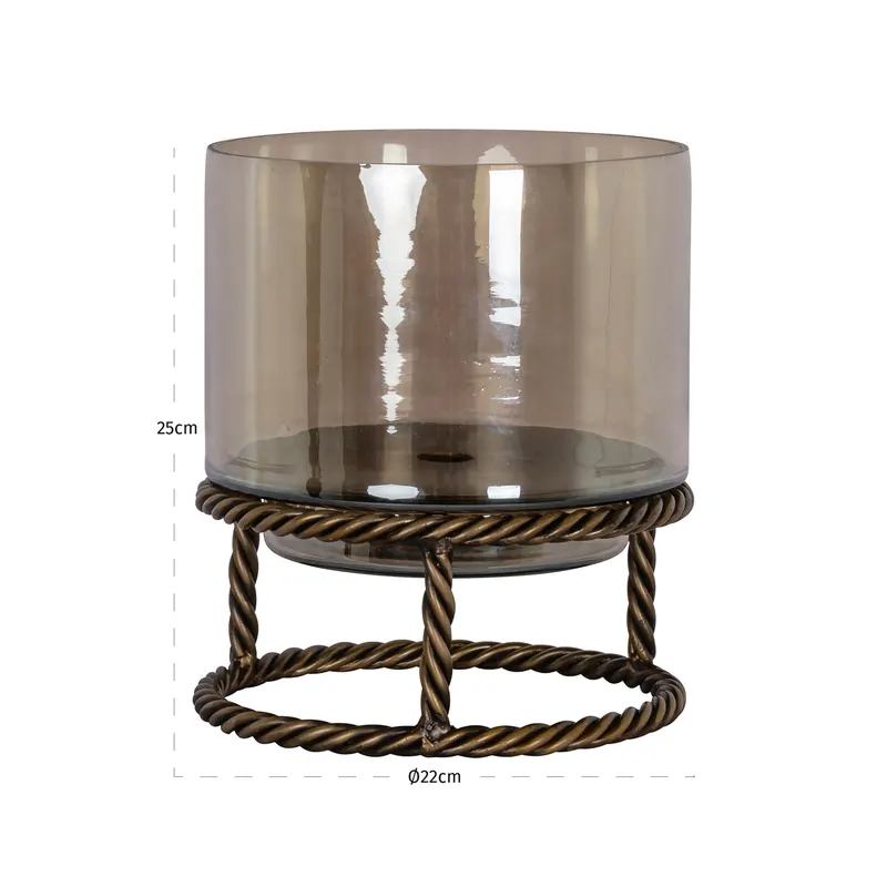 Windlicht Ropia, Messingfarben antik, klein von Richmond Interiors, Maßzeichnung 6