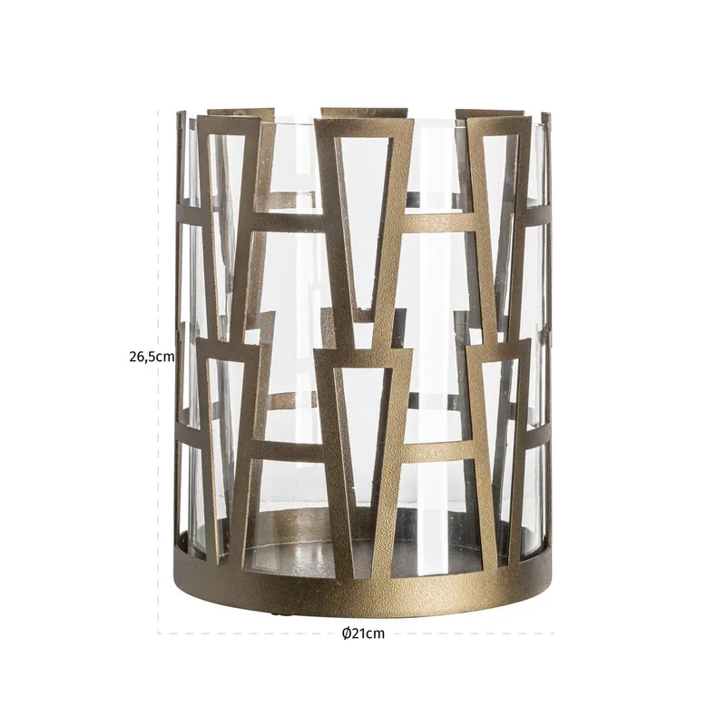 Windlicht Shandy klein, Messingfarben antik von Richmond Interiors, Maßzeichnung 4