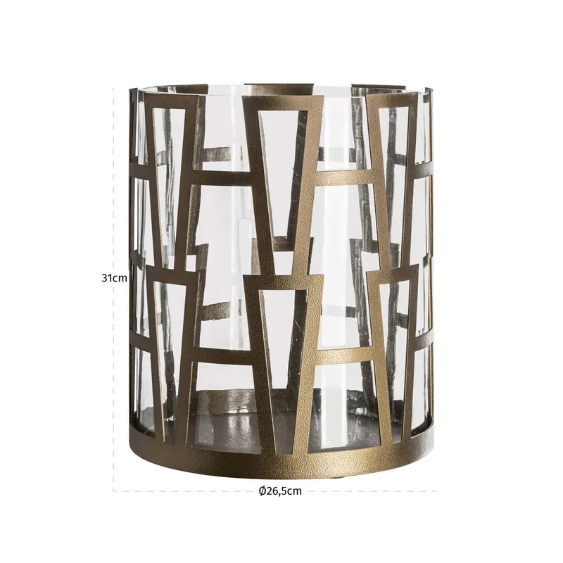 Windlicht Shandy groß, Messingfarben antik von Richmond Interiors, Maßzeichnung 4