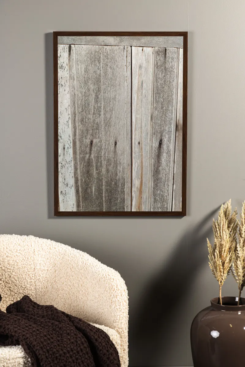 Wooden wall Poster mit verwitterten Holzbrettern in 70 × 50 cm, im Wohnraum, Ansicht 1