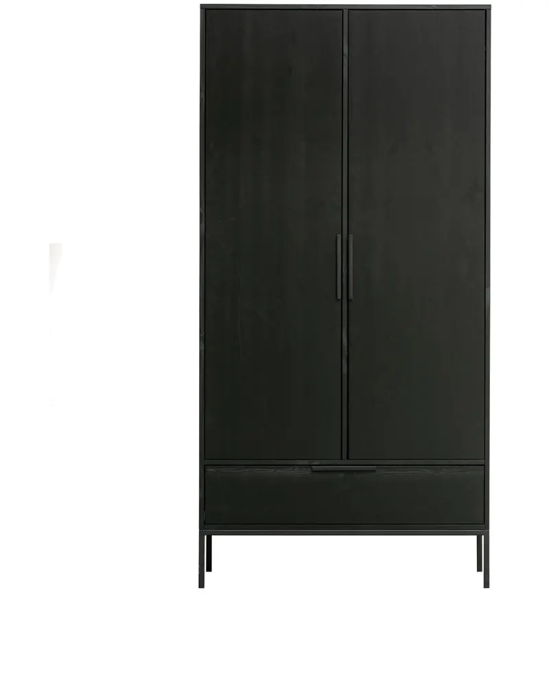 Adam Kleiderschrank mit breiter Schublade, Schwarz, Ansicht 2