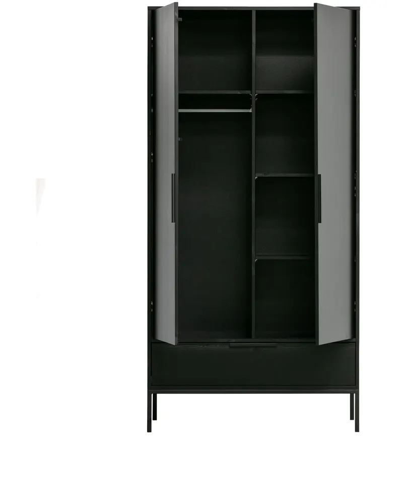 Adam Kleiderschrank mit breiter Schublade, Schwarz, Ansicht 3