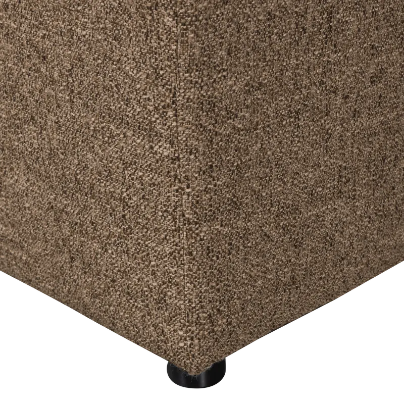 Allure Polsterhocker mit gesteppter Sitzfläche, Dunkelbraun melange, Webstoff, Detail, Ansicht 2