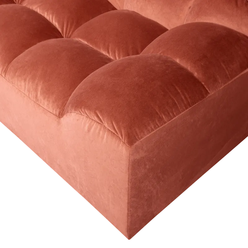 Allure 3-Sitzer-Sofa mit abgesteppten Polstern, Blush, Samt, Detail, Ansicht 1