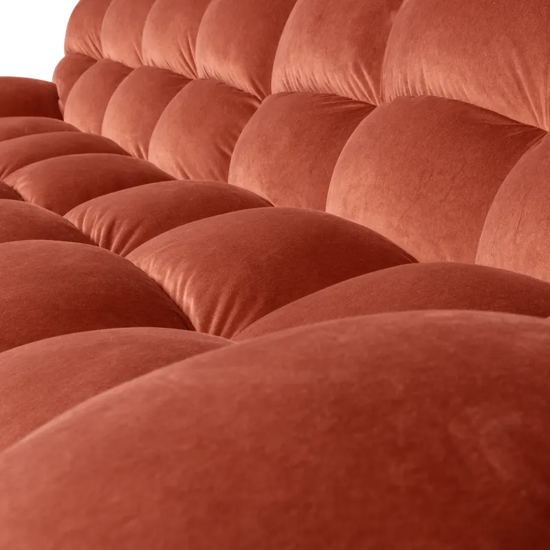 Allure 3-Sitzer-Sofa mit abgesteppten Polstern, Blush, Samt, Detail, Ansicht 2