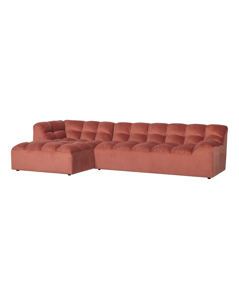 Allure Ecksofa mit Chaise und Steppung, Blush, Samt, Links, Ansicht 1
