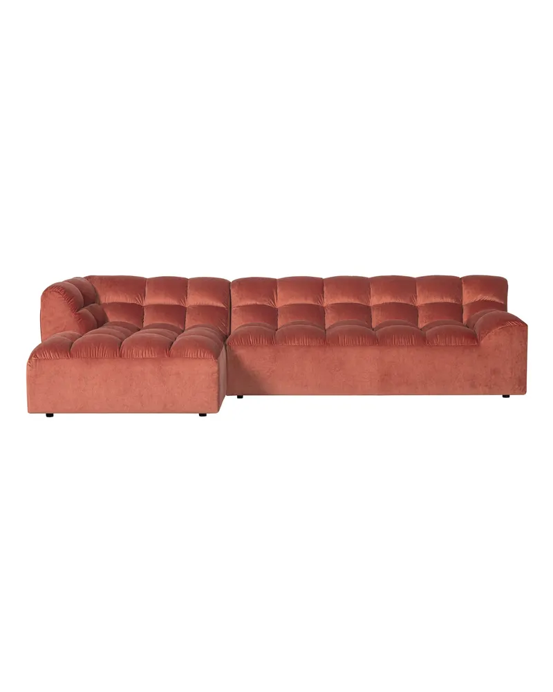 Allure Ecksofa mit Chaise und Steppung, Blush, Samt, Links, Ansicht 2