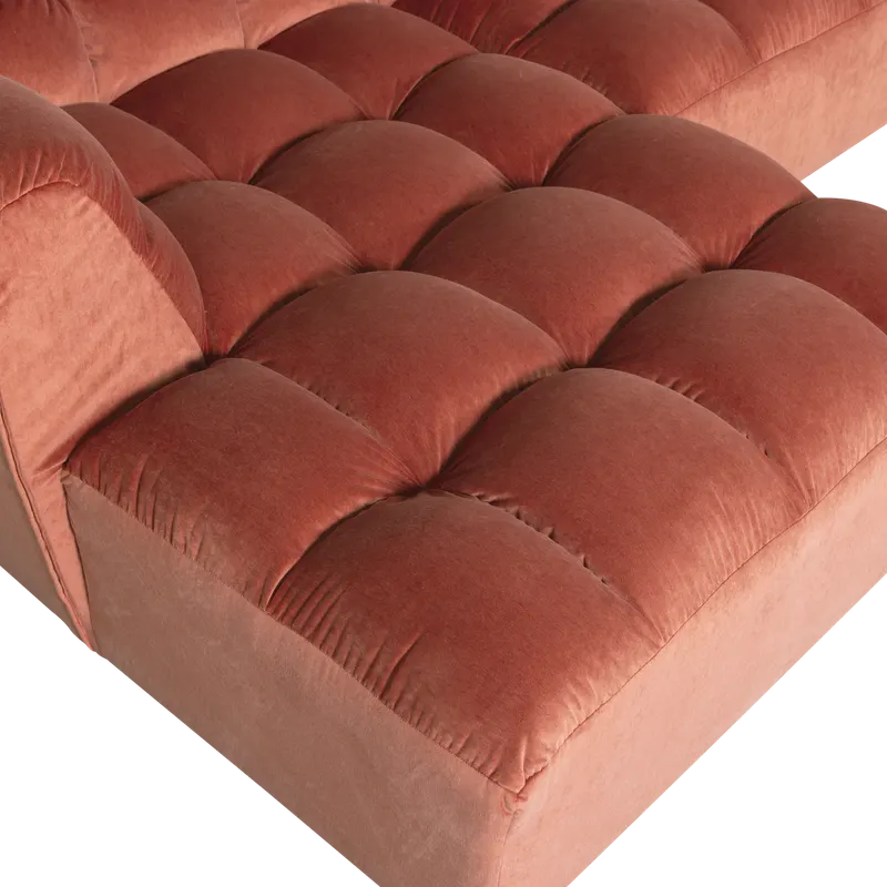 Allure Ecksofa mit Chaise und Steppung, Blush, Samt, Links, Detail, Ansicht 1
