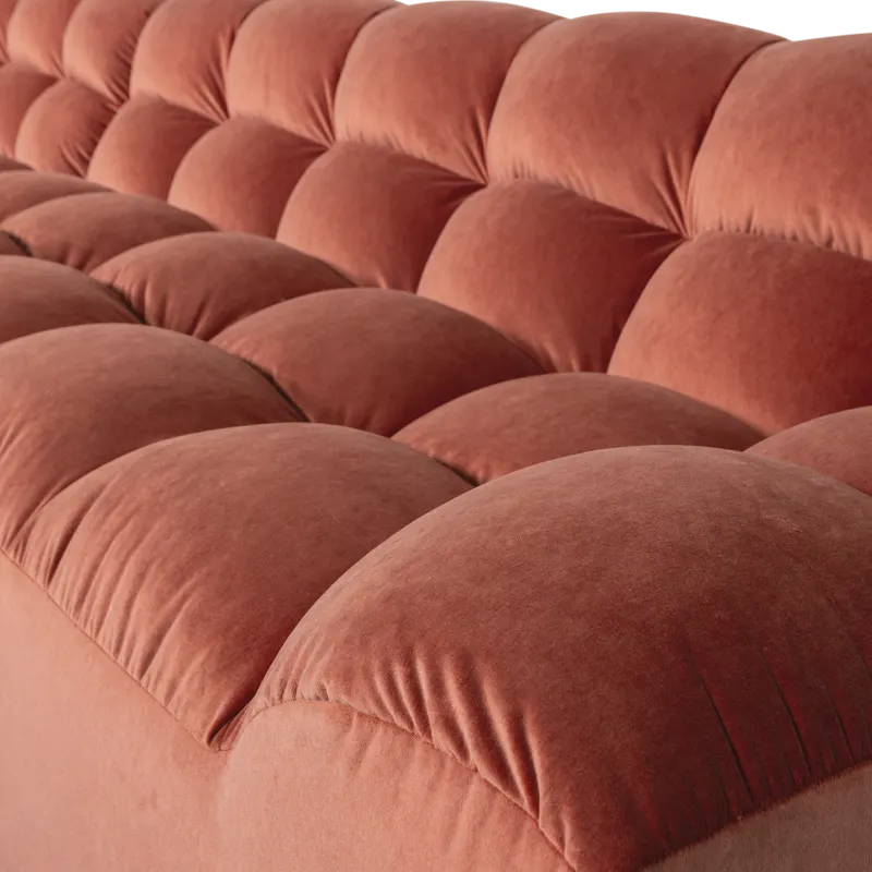 Allure Ecksofa mit Chaise und Steppung, Blush, Samt, Links, Detail, Ansicht 2