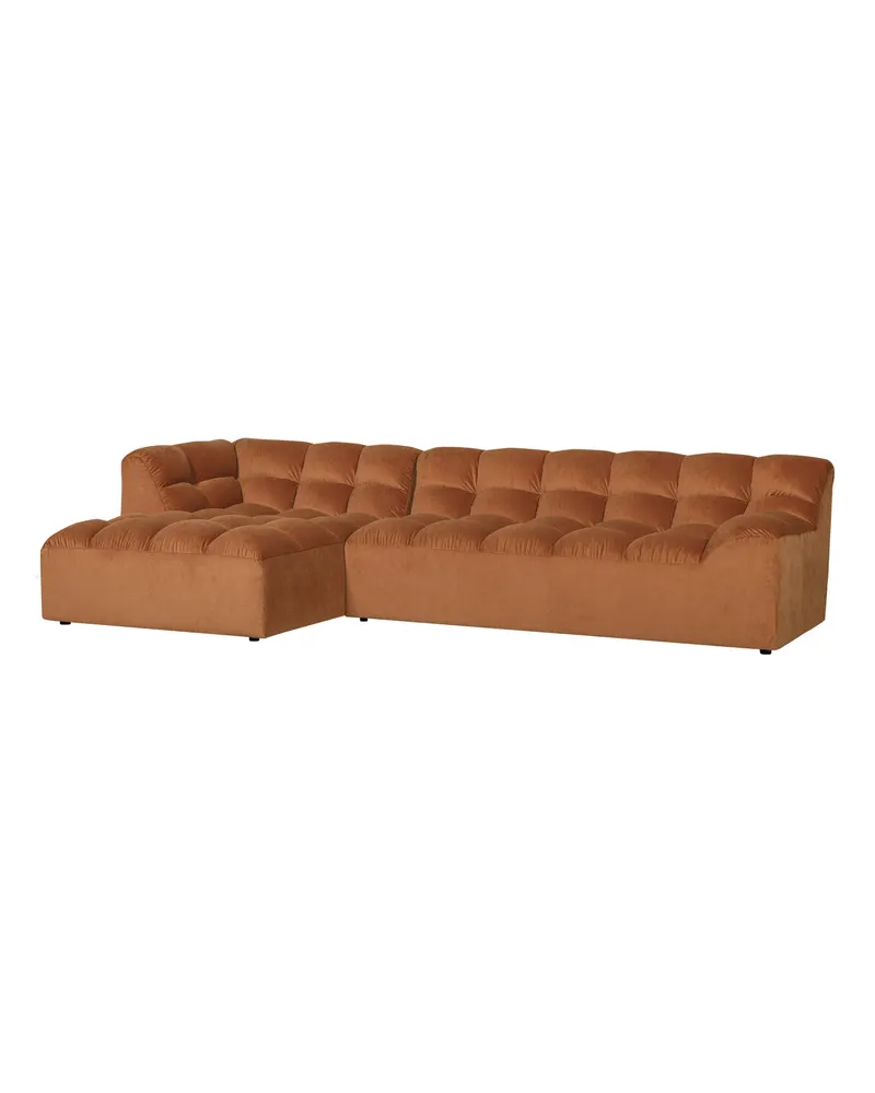 Allure Ecksofa mit Chaise und Steppung, Terra, Samt, Links, Ansicht 1