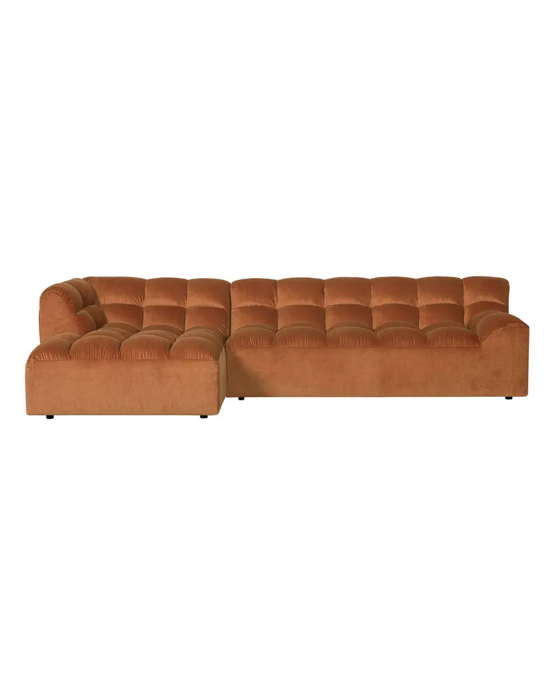 Allure Ecksofa mit Chaise und Steppung, Terra, Samt, Links, Ansicht 2